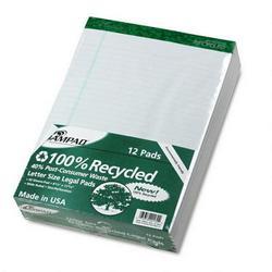Ampad/Divi Of American Pd & Ppr Ruled Pads, 50% Recycled, Perf, 8 1/2 x 11 3/4, White, 50 Sheet Pads, 12/Pack