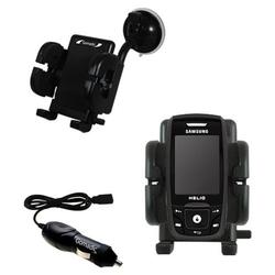 Gomadic Samsung Helio Drift SPH-503 Auto Windshield Holder with Car Charger - Uses TipExchange