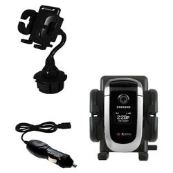 Gomadic Samsung PM-A840 Auto Cup Holder with Car Charger - Uses TipExchange