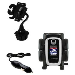 Gomadic Samsung SCH-A870 Auto Cup Holder with Car Charger - Uses TipExchange