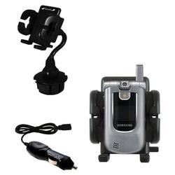 Gomadic Samsung SCH-A890 Auto Cup Holder with Car Charger - Uses TipExchange
