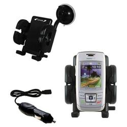Gomadic Samsung SCH-R400 Auto Windshield Holder with Car Charger - Uses TipExchange