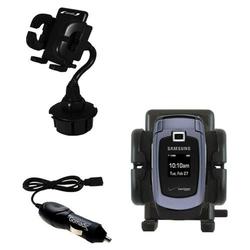 Gomadic Samsung SCH-U340 Auto Cup Holder with Car Charger - Uses TipExchange