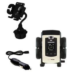 Gomadic Samsung SCH-U740 Auto Cup Holder with Car Charger - Uses TipExchange