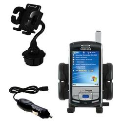 Gomadic Samsung SCH-i730 Auto Cup Holder with Car Charger - Uses TipExchange