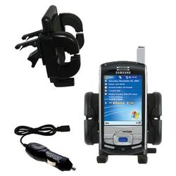 Gomadic Samsung SCH-i730 Auto Vent Holder with Car Charger - Uses TipExchange
