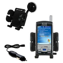 Gomadic Samsung SCH-i730 Auto Windshield Holder with Car Charger - Uses TipExchange