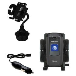 Gomadic Samsung SGH-A437 Auto Cup Holder with Car Charger - Uses TipExchange