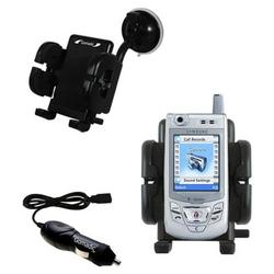 Gomadic Samsung SGH-D415 Auto Windshield Holder with Car Charger - Uses TipExchange