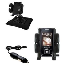 Gomadic Samsung SGH-E900 Auto Bean Bag Dash Holder with Car Charger - Uses TipExchange