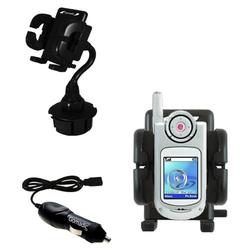 Gomadic Samsung SGH-P735 Auto Cup Holder with Car Charger - Uses TipExchange