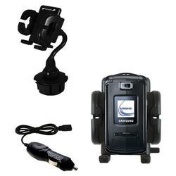 Gomadic Samsung SGH-V804 Auto Cup Holder with Car Charger - Uses TipExchange