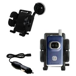 Gomadic Samsung SGH-X400 Auto Windshield Holder with Car Charger - Uses TipExchange