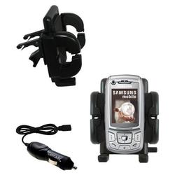 Gomadic Samsung SGH-Z400 Auto Vent Holder with Car Charger - Uses TipExchange