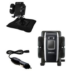 Gomadic Samsung SGH-ZV50 Auto Bean Bag Dash Holder with Car Charger - Uses TipExchange