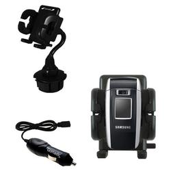 Gomadic Samsung SGH-ZV50 Auto Cup Holder with Car Charger - Uses TipExchange