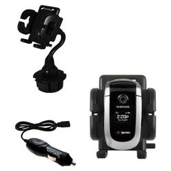 Gomadic Samsung SPH-A560 Auto Cup Holder with Car Charger - Uses TipExchange