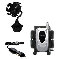 Gomadic Samsung SPH-A660 Auto Cup Holder with Car Charger - Uses TipExchange (CPM-0264-18)