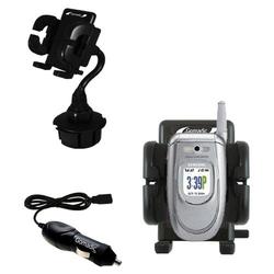 Gomadic Samsung SPH-A680 Auto Cup Holder with Car Charger - Uses TipExchange (CPM-0266-18)