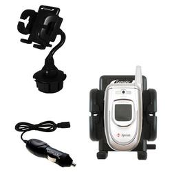 Gomadic Samsung SPH-A680 Auto Cup Holder with Car Charger - Uses TipExchange (CPM-1608-18)