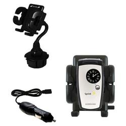 Gomadic Samsung SPH-A960 Auto Cup Holder with Car Charger - Uses TipExchange