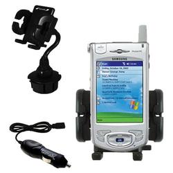 Gomadic Samsung SPH-i700 Auto Cup Holder with Car Charger - Uses TipExchange