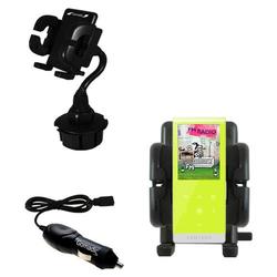 Gomadic Samsung YP-T10JAGY Auto Cup Holder with Car Charger - Uses TipExchange