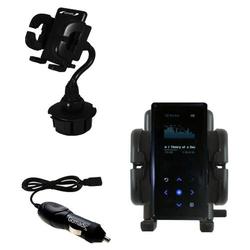 Gomadic Samsung Yepp YP-K5 2GB Auto Cup Holder with Car Charger - Uses TipExchange