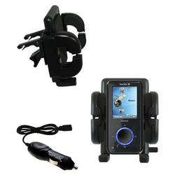 Gomadic Sandisk Sansa E200 Auto Vent Holder with Car Charger - Uses TipExchange