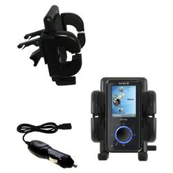 Gomadic Sandisk Sansa E270 Auto Vent Holder with Car Charger - Uses TipExchange