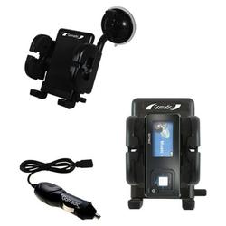 Gomadic Sandisk Sansa c250 2GB Auto Windshield Holder with Car Charger - Uses TipExchange
