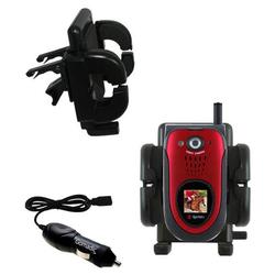 Gomadic Sanyo MM-7400 Auto Vent Holder with Car Charger - Uses TipExchange