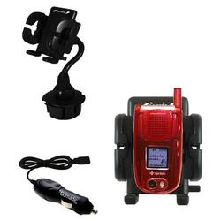 Gomadic Sanyo PM-8200 Auto Cup Holder with Car Charger - Uses TipExchange