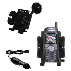 Gomadic Sanyo RL-4930 Auto Windshield Holder with Car Charger - Uses TipExchange