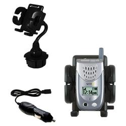Gomadic Sanyo SCP-3100 Auto Cup Holder with Car Charger - Uses TipExchange