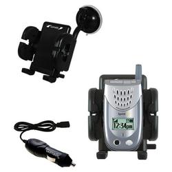 Gomadic Sanyo SCP-3100 Auto Windshield Holder with Car Charger - Uses TipExchange