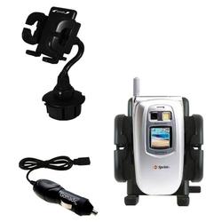 Gomadic Sanyo SCP-5300 Auto Cup Holder with Car Charger - Uses TipExchange