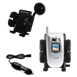Gomadic Sanyo SCP-5300 Auto Windshield Holder with Car Charger - Uses TipExchange