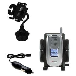 Gomadic Sanyo SCP-5400 Auto Cup Holder with Car Charger - Uses TipExchange