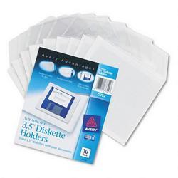 Avery-Dennison Self Adhesive 3.5 Diskette Pockets, Clear Vinyl, 10/Pack