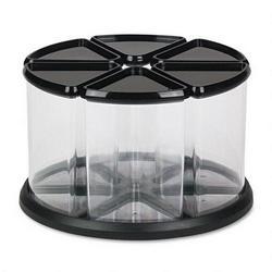 Deflecto Corporation Six Canister Carousel Organizer, 6 Clear Canisters, Black Lids