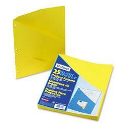 Esselte Pendaflex Corp. Slash Pocket Project Folders, Letter Size, 3 Hole Punched, Yellow, 25/Pack