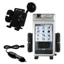 Gomadic Sony Clie NR60 Auto Windshield Holder with Car Charger - Uses TipExchange