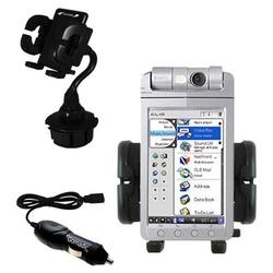 Gomadic Sony Clie NX73V Auto Cup Holder with Car Charger - Uses TipExchange