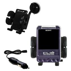 Gomadic Sony Clie SJ33 Auto Windshield Holder with Car Charger - Uses TipExchange