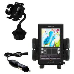 Gomadic Sony Clie T400 Auto Cup Holder with Car Charger - Uses TipExchange