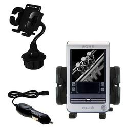 Gomadic Sony Clie T415 Auto Cup Holder with Car Charger - Uses TipExchange