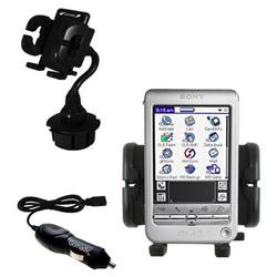 Gomadic Sony Clie T615 Auto Cup Holder with Car Charger - Uses TipExchange