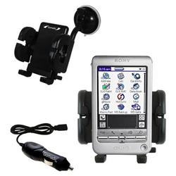 Gomadic Sony Clie T615 Auto Windshield Holder with Car Charger - Uses TipExchange