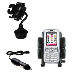 Gomadic Sony Ericsson D750 D750i Auto Cup Holder with Car Charger - Uses TipExchange